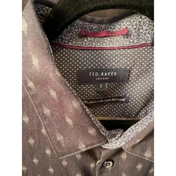 Men’s Ted Baker Button Down Black/pink diamond pattern Size 7 - Picture 3 of 4